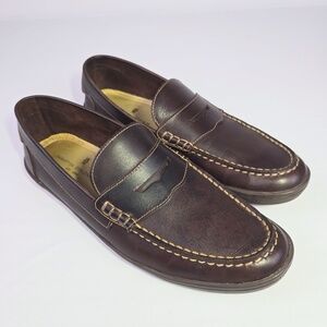 Martin Dingman "Bill" Water Buffalo Leather Penny Loafers - Brown Mens 11W
